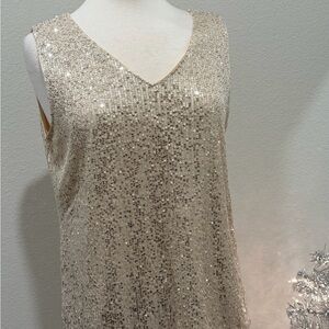 SHEIN Gold Sequin Tank Top